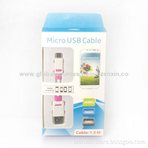 Micro USB New Design Cable with 10 Colors Available for Cellphone and Smartphones, 1.5m Length